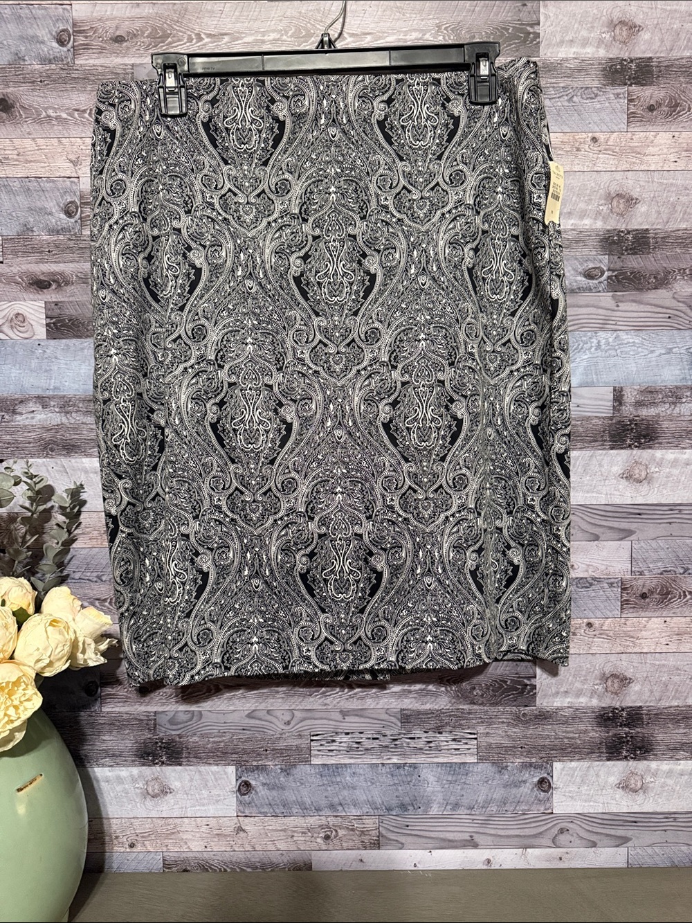 NWT! Talbots Black & White Paisley Pencil Skirt - Classic Women’s Work Skirt